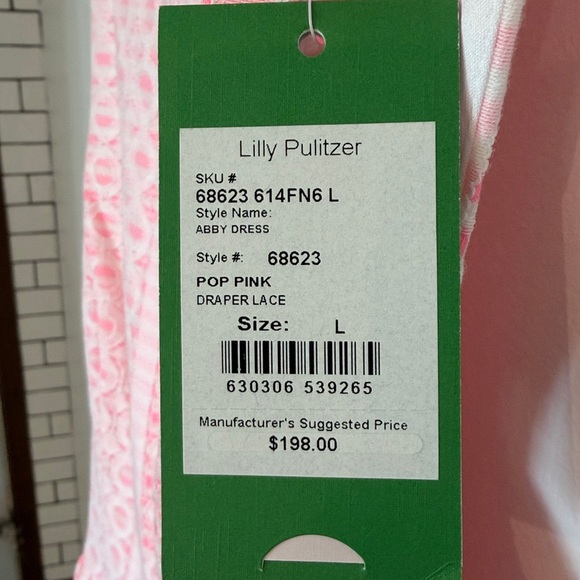 NWT Lilly Pulitzer Abby Dress Pop Pink Draper Lace Size Large - Picture 5 of 6